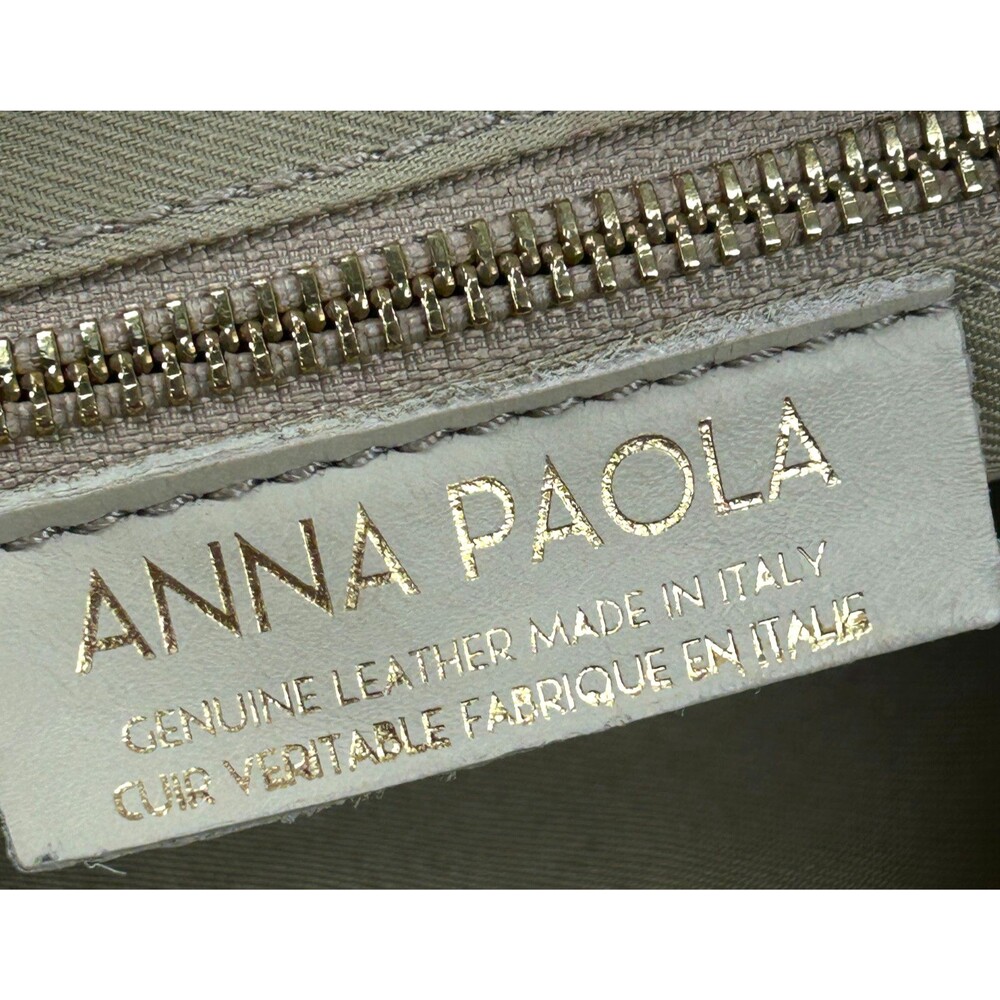 Anna Paola Italian Leather Woven Crossbody Purse Cream 11 X 7.5 - Picture 10 of 15